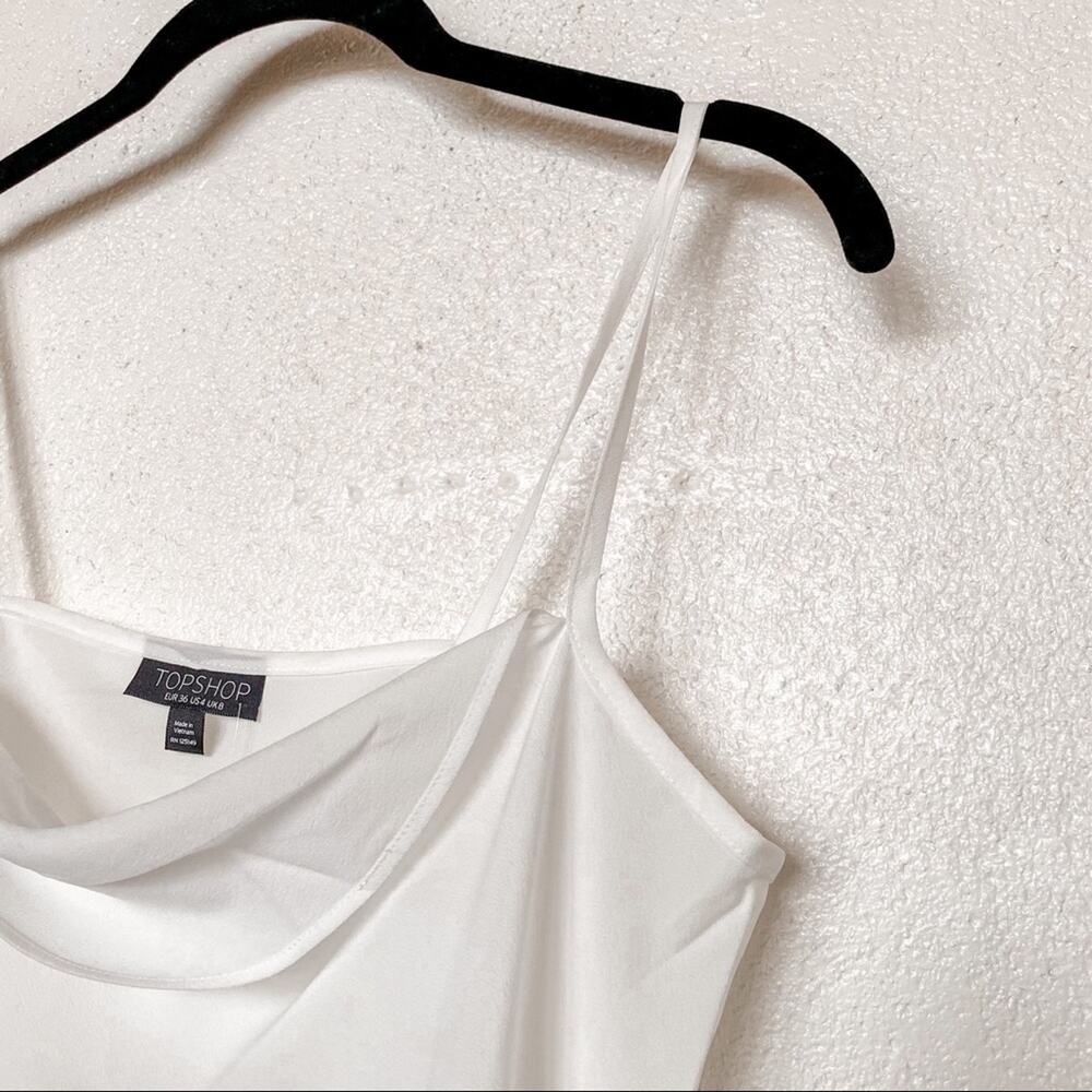Topshop Sheer Cowl Neck Cami Top White Size 8 - Picture 2 of 8